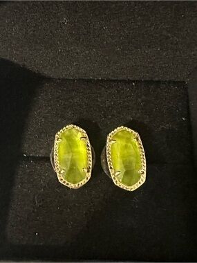 Kendra Scott Lime Green and Gold Olivia Stud Earrings